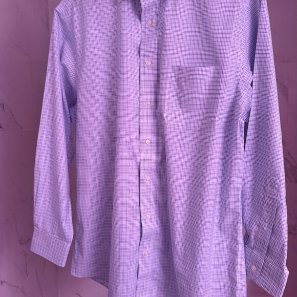 Jos. A. Bank Traveler Men’s Dress Shirt Tailored Fit 16-33 Blue Check Spread - Picture 15 of 16